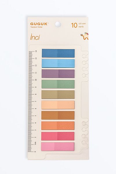 GUGUK Transparent Pet Index with 10 Colored Pearl Rulers - Post-It Sticky Note