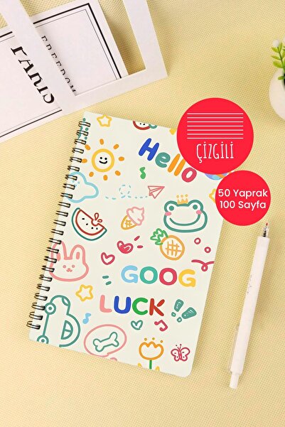 Anime Marketi دفتر مدرسي بحلقة A5 تحت عنوان Good Luck، 50 ورقة، 100 صفحة - مسطر