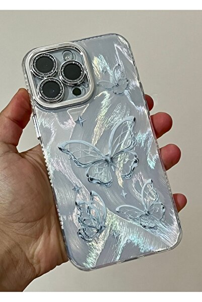 HYPERSOFT Iphone 14 Pro Max Uyumlu Desenli Hologramlı Simli Kamera Koruyuculu...