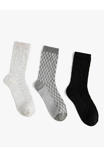 Koton 3-Piece Socks Set Geometric Patterned Multicolored