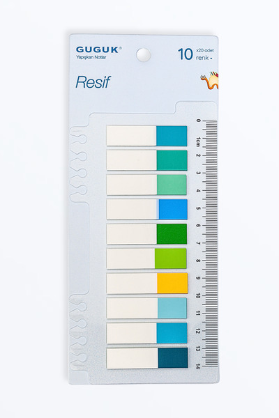 GUGUK Resif Yarım 10 Renkli Cetvelli Şeffaf Pet Index • Index Sticker • Post-...