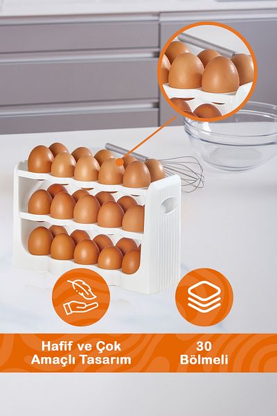 Heredot Mithra Life 3-Tier 30 Compartments Egg Holder Organizer Inside Refrigerator Mit1094