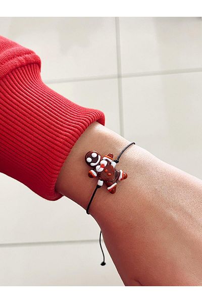 SWORDS CONCEPT Handmade Murano Glass Christmas Themed Cookie Man Bracelet