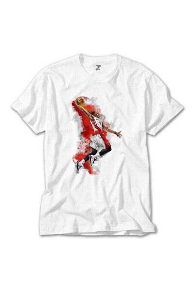 Lunas Glow Μπλουζάκι NBA Baller με κόκκινη σιλουέτα και λευκό φόντο