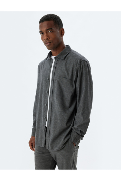 Koton Класичний гомлек з довгим рукавом, кишенями-талехами та прямим кроєм