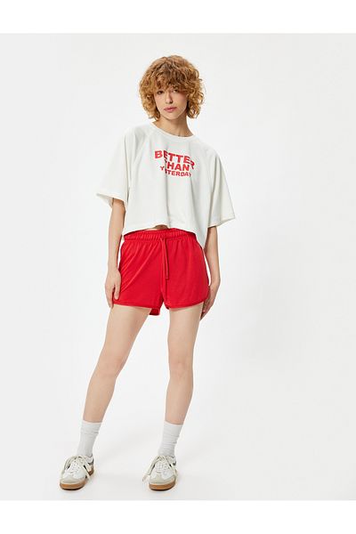 Koton Αθλητικό T-Shirt Oversize Crew Neck Slogan - κοντομάνικο