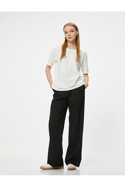 Koton Cotton Relax Fit T-Shirt - Crew Neck, Back Printed, Short Sleeve