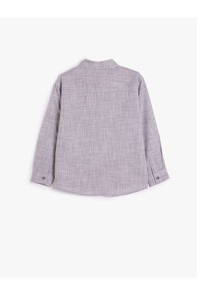Koton LonG Sleeve Classic Collar Basic Shirt - Button Detail