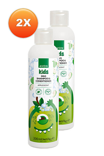AVON Kids 2 si 1 Arada Çocuklar İçin Elma Kokulu Şampuan ve Saç Kremi 200 Ml. İkili Set