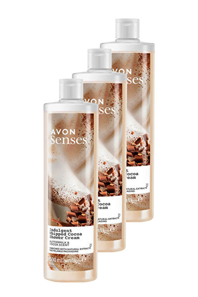 AVON Senses Indulgent ButterMilk ve Kakao Özü İçeren Duş Kremi 500 Ml. Üçlü Set