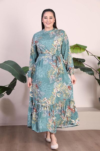 Ferace Women's Plus Size Dress Palm Tree Patterned Viscose Dress