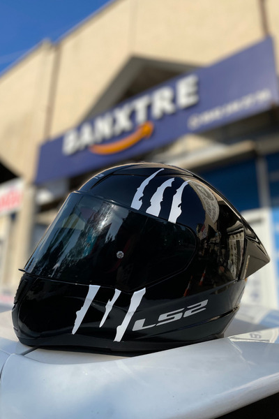 Banxtre Kask için Dekoratif Beyaz Renk Pençe İzi Sticker Etiket 18CMx6CM (1 Adet)