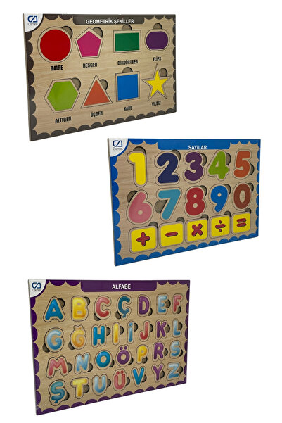 CA Games 3'lü Set Alfabe-Sayılar-Şekiller 29.5x19.5cm Eğitici-Öğretici Sağlık...