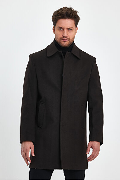 TREND KOMBİN Ανδρικό παλτό Regular Fit Closed Brown Stamp