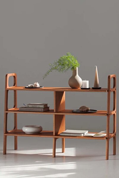 Woodesk Monte, Ahşap Kitaplık Ve Raf Ünitesi 120x90 Tik Renk Cpt4715-120