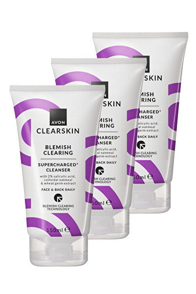 AVON Clearskin Supercharged Lekeler İçin Temizleyici 150 Ml. Üçlü Set