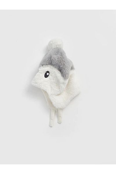 LC Waikiki Lcw Baby Ecru Embroidery Detailed Baby Plush Beanie