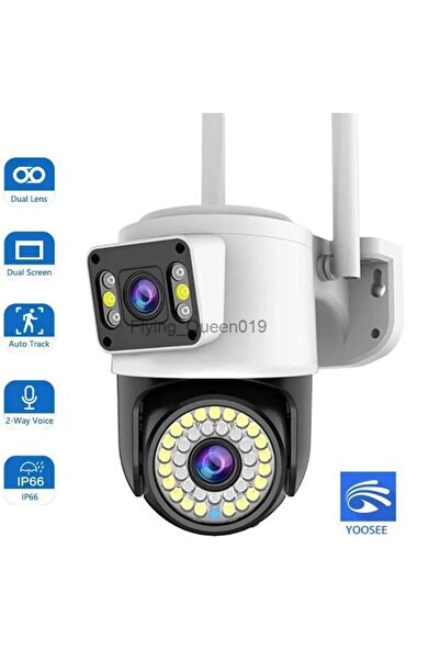 qasul 4K 8mp Ip Kamera Çift Lens Wifi Ptz Otomatik Izleme  Ses  Gece Görüş Insan Algılama kamerası