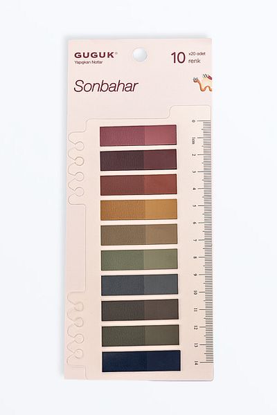 GUGUK Autumn Shades Themed Transparent Pet Index with 10 Colored Rulers • Index Sticker • Post-It • Sticky Note