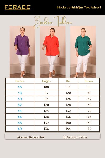 Ferace Women's Hijab Clothing Large Size Tunic Shirt Stone Balanced