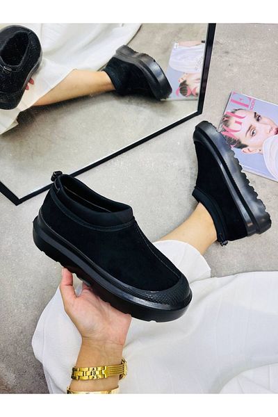 DUXAL SHOES Paula Mini Black Suede - Half Boots Feathered Flat Sole Γυναικεία Παπούτσια