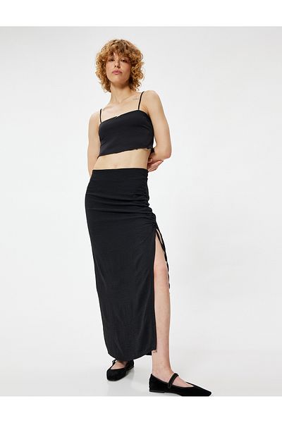 Koton A-line Standard Waist - Long Skirt, Slit Detail and Gathered