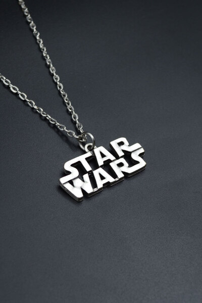 Had Safha Star Wars Gümüş Kaplama Unisex Düz Zincir Kolye kod 715