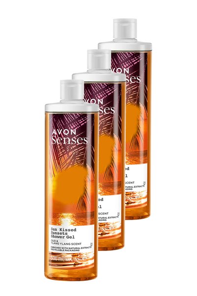 AVON Senses Sun Kissed Sunsets Shower Gel 500 Ml. Triple Set