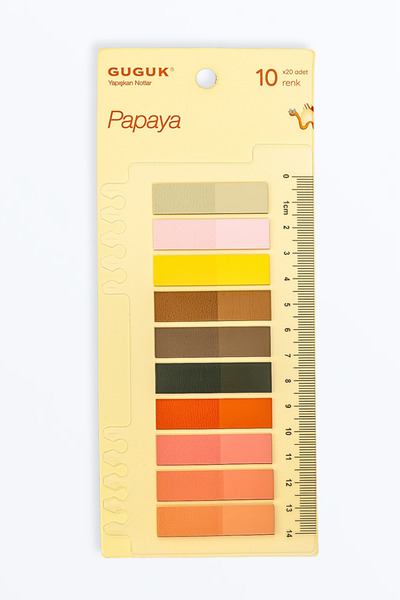 GUGUK Papaya 10 Renkli Cetvelli Şeffaf Pet Index • Index Sticker • Post-it • ...