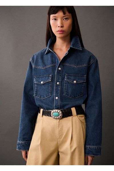 MANGO Woman JACHETĂ DE CĂMĂȘĂ DENIM OVERSIZE