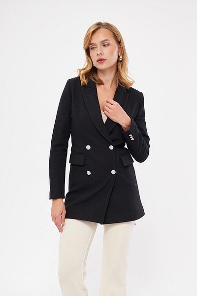 LOVELF Jachetă din tweed cu nasturi argintii