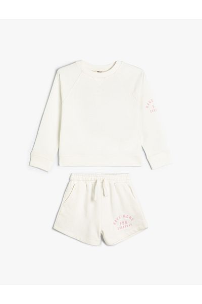 Koton 2er-Pack Shorts-Sweatshirt mit Slogan-Print, detaillierte Baumwolle