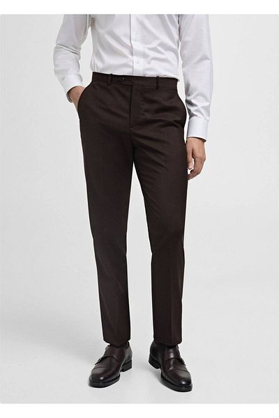MANGO Man Spodnie Slim Fit wykonane w 100% z nieprzetworzonej wełny