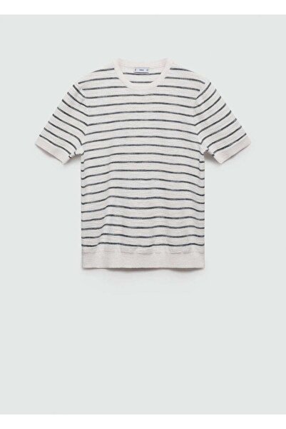 MANGO Man Ριγέ βαμβακερό υφαντό μπλουζάκι