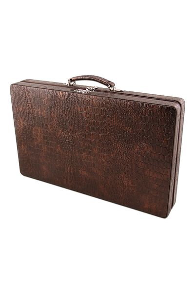 Alpsan Lotus Special Leather Zippered Star Bag - Backgammon Large