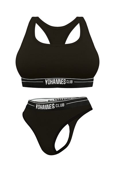 Yohannes Club Μαύρο Γυναικείο Σετ Εσώρουχα - Β. Σουτιέν και Στινγκ