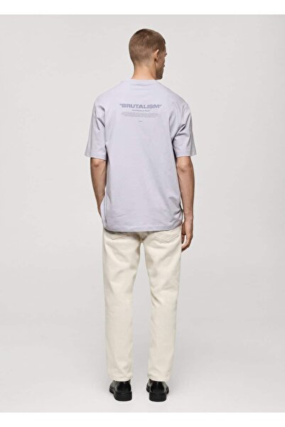 MANGO Man %100 pamuklu mesajlı tişört