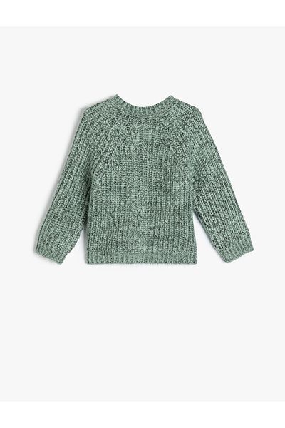 Koton Langärmlige Strickjacke mit Rundhalsausschnitt und Knopfverschluss