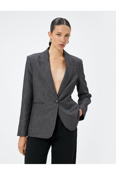 Koton Double Breasted Cut Blazer Jacket - Regular Fit with Pockets