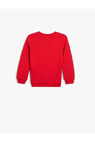 Koton Animal Printed Cotton Sweatshirt - Crew Neck Raised