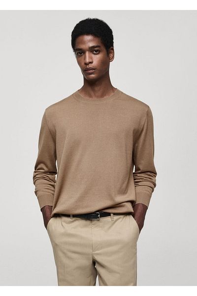 MANGO Man Pulover din tricotaje de grosime medie 100% lana