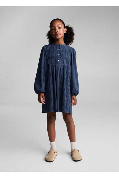 MANGO Kids Βαμβακερό φόρεμα με μπαλόνι μανίκι