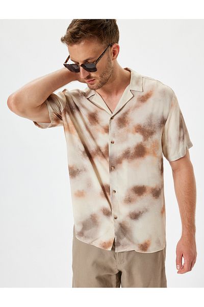 Koton Viscose Short Sleeve Shirt - Turn-Down Collar
