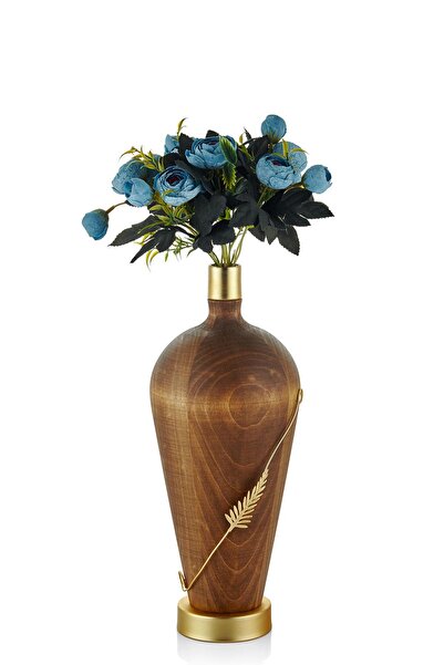 SETABIANCA SETA AHŞAP VAZO PİRİNÇ YAPRAKLI