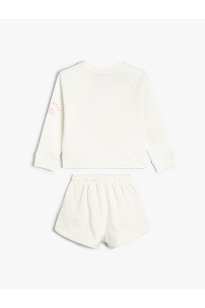Koton 2er-Pack Shorts-Sweatshirt mit Slogan-Print, detaillierte Baumwolle