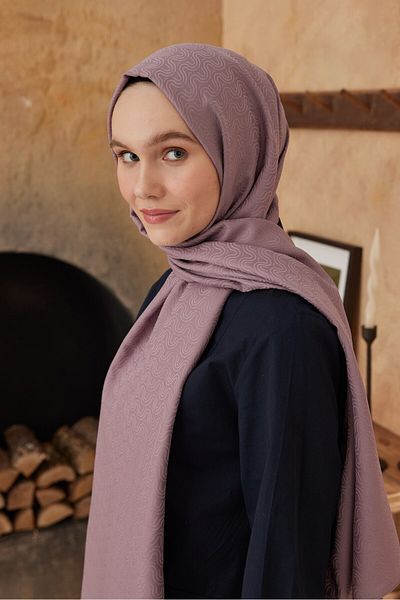 Modakaşmir Σάλι με μοτίβο ροής σειράς Silky Jacquard