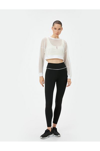 Koton Μακρυμάνικο Sports Crop T-Shirt - Crew Neck, Comfortable Fit