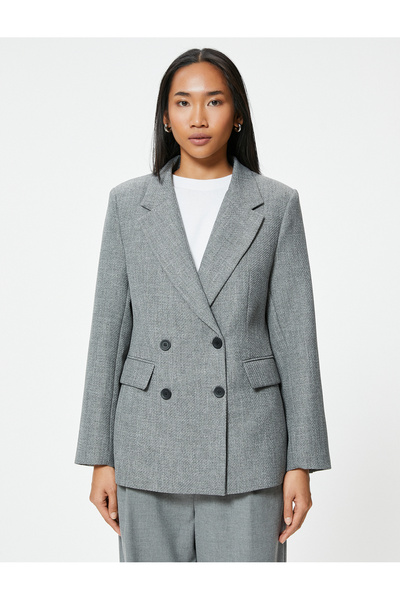 Koton Μπουφάν με υφή διπλό στήθος με λεπτομέρεια τσέπης