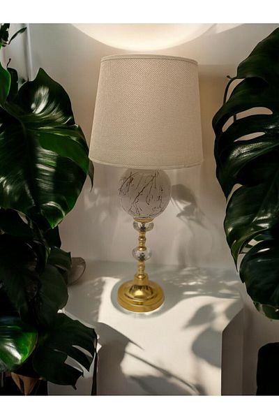 GİTTİGİTTİ Gold Detailed Crystal Stone Curved Lampshade