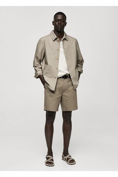 MANGO Man 100% Houndstooth Patterned Cotton Bermuda Shorts